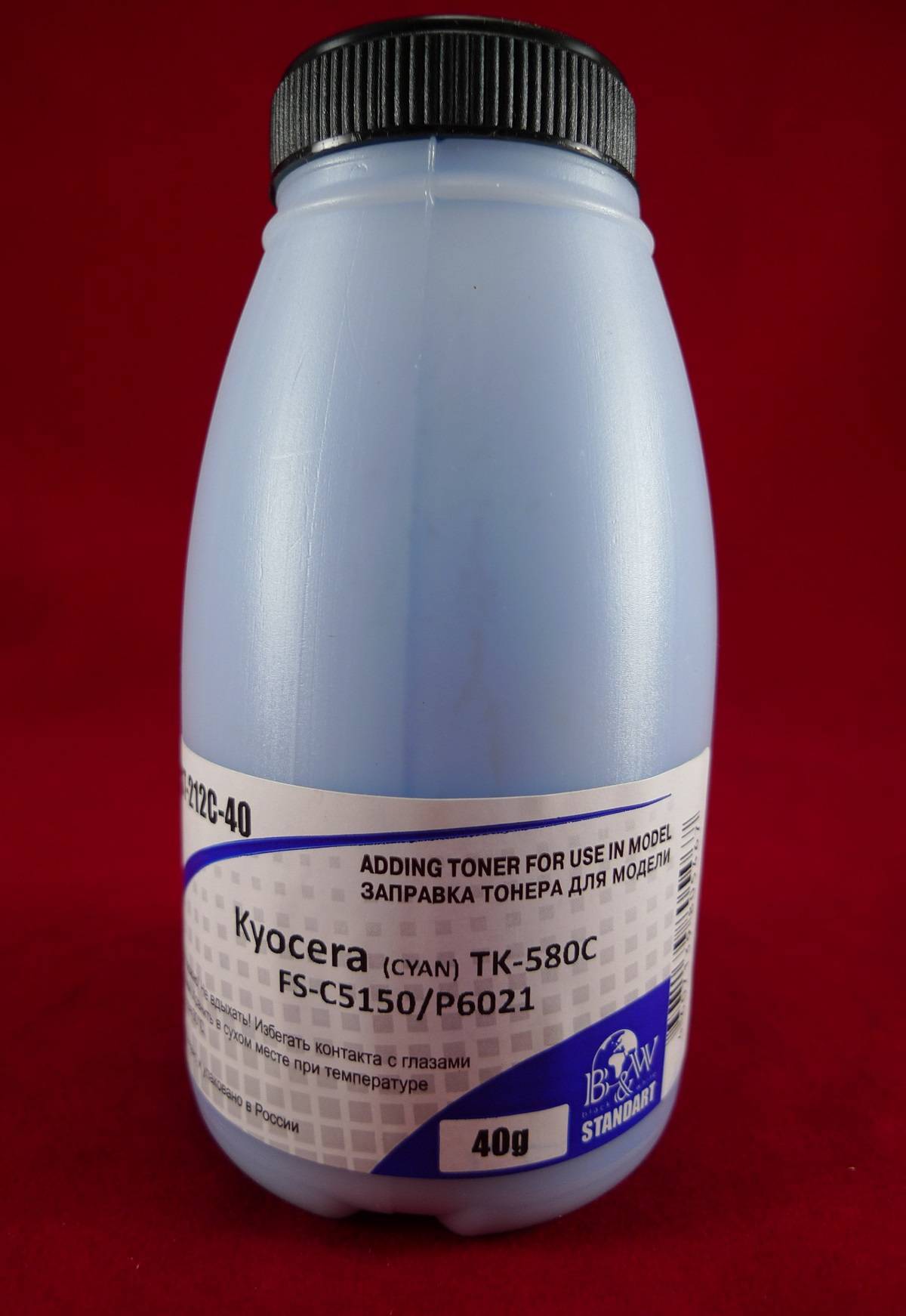 Тонер Kyocera TK-580C Cyan (фл. 40г) 2.8K Black&White Standart (Tomoegawa) фас.Россия