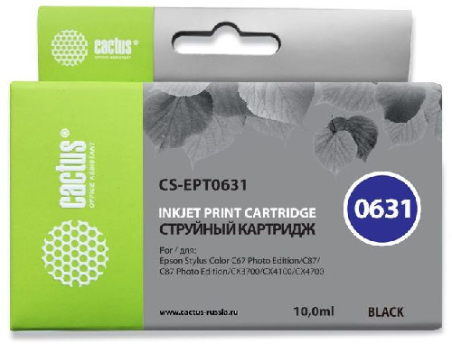 Картридж струйный Cactus CS-EPT0631 черный для Epson Stylus C67 Series/ C87 Series/ CX37000 (10ml)