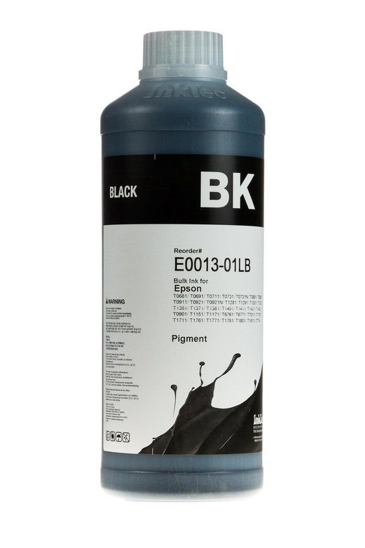 Чернила Epson (InkTec) 1 л, E0013 Bk (черный) пигмент (оригинальная фасовка)