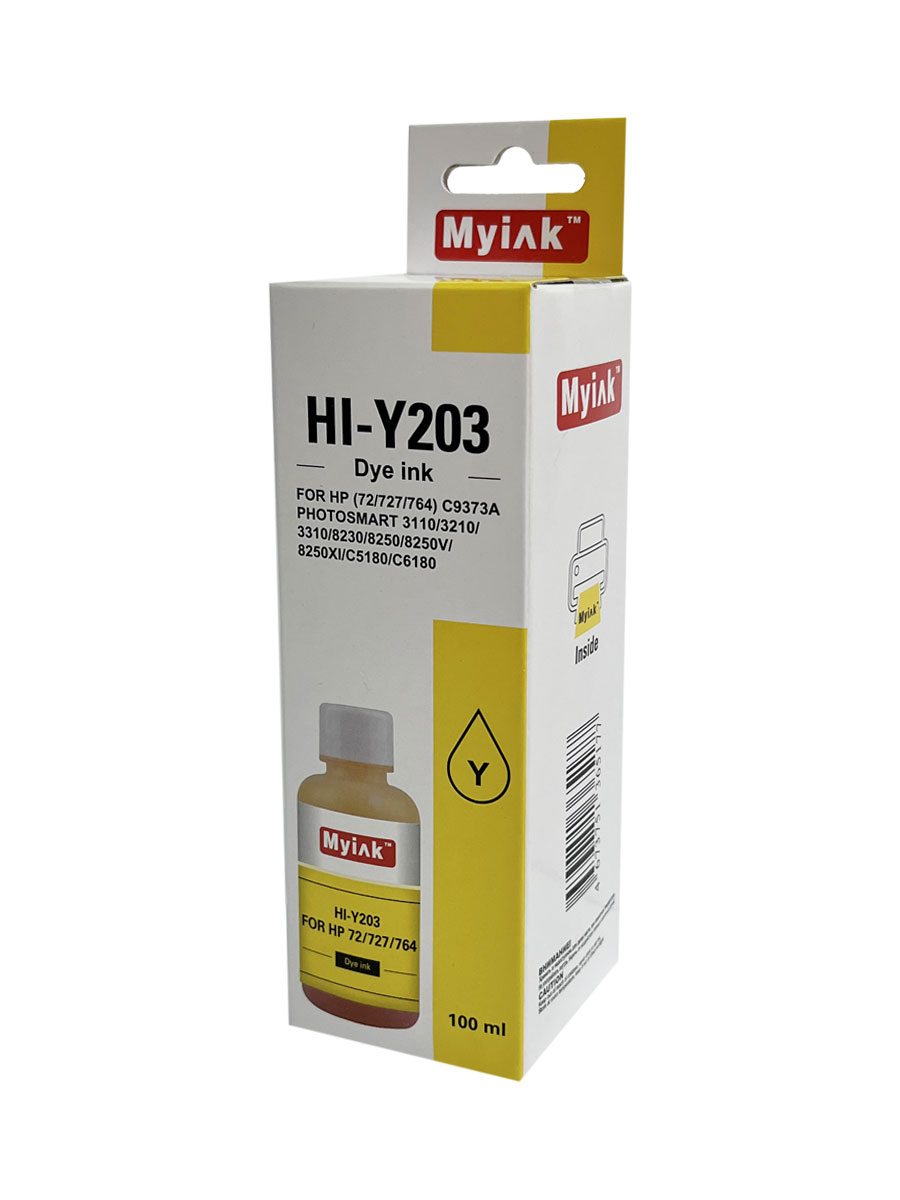 Чернила для (HP 72, HP 727, HP 764) C9373A (100мл,yellow) HI-Y203 Gloria MyInk