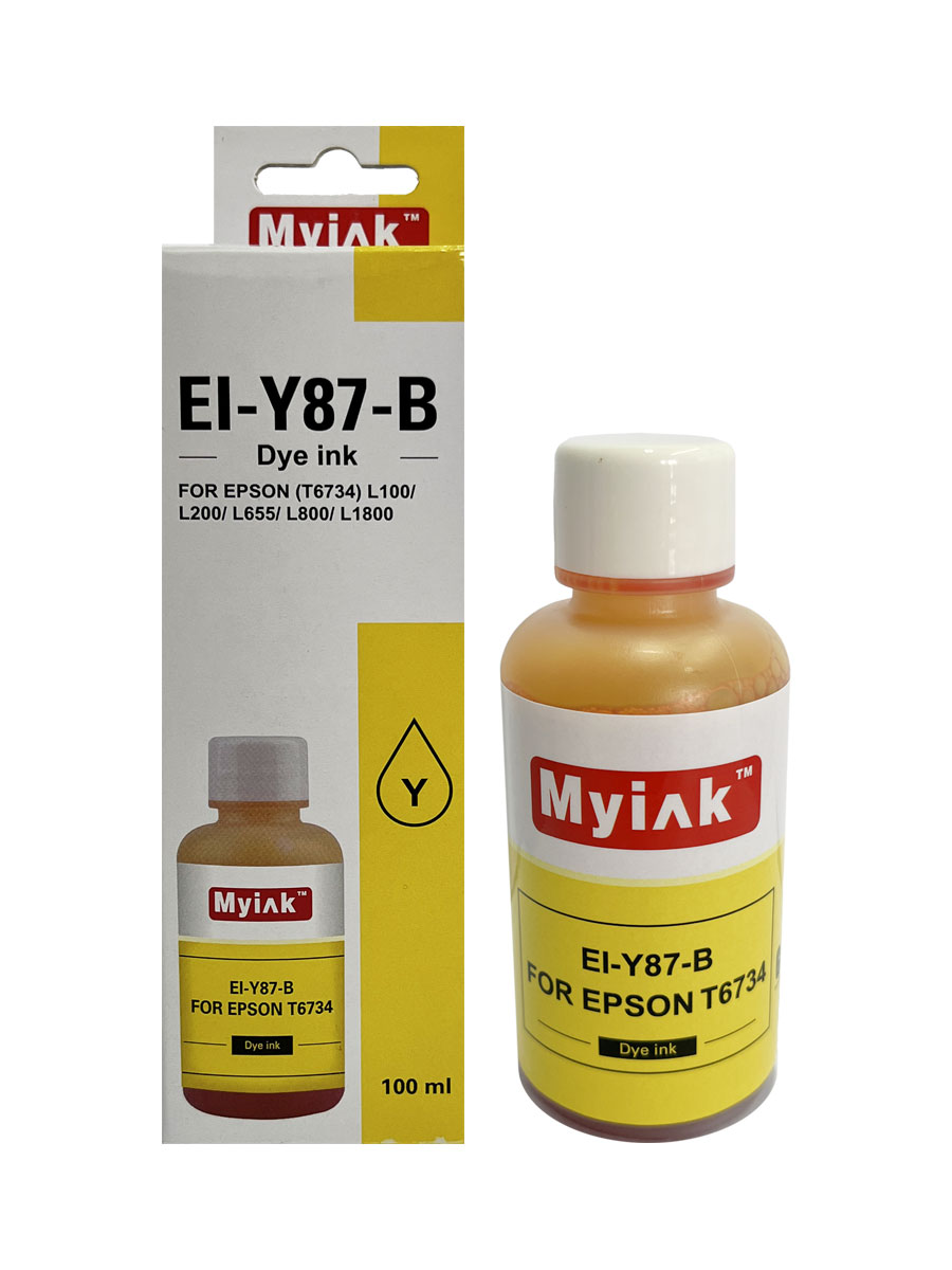 Чернила EPSON (T6734) L100/L200/ L655/ L800/ L805/ L1800 (100мл, yellow Dye) EI-Y87-B Gloria MyInk