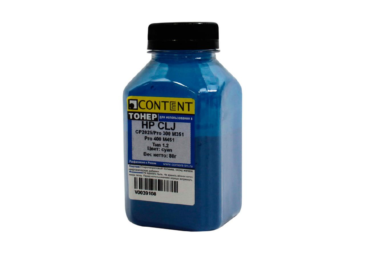 Тонер HP CLJ CP2025/Pro 300 M351/Pro 400 M451 (Content) Тип 1.2, C, 80 г, банка