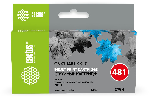 Картридж струйный Cactus CS-CLI481XXLC CLI-481XLC голубой (13мл)