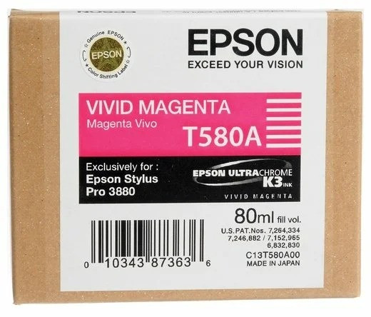 Картридж Epson Stylus Pro 3880 (O) C13T580A00, пурпурный, 80 мл
