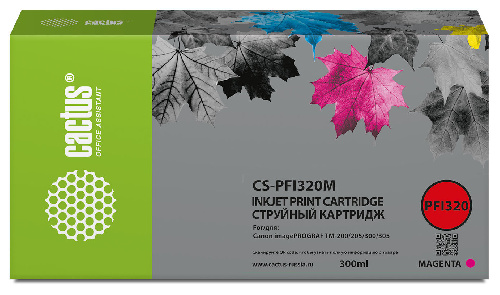 Картридж Canon iPF TM-200/TM-205/TM-300/TM-305 Cactus CS-PFI320M PFI-320M пурп.пигм. (300мл)