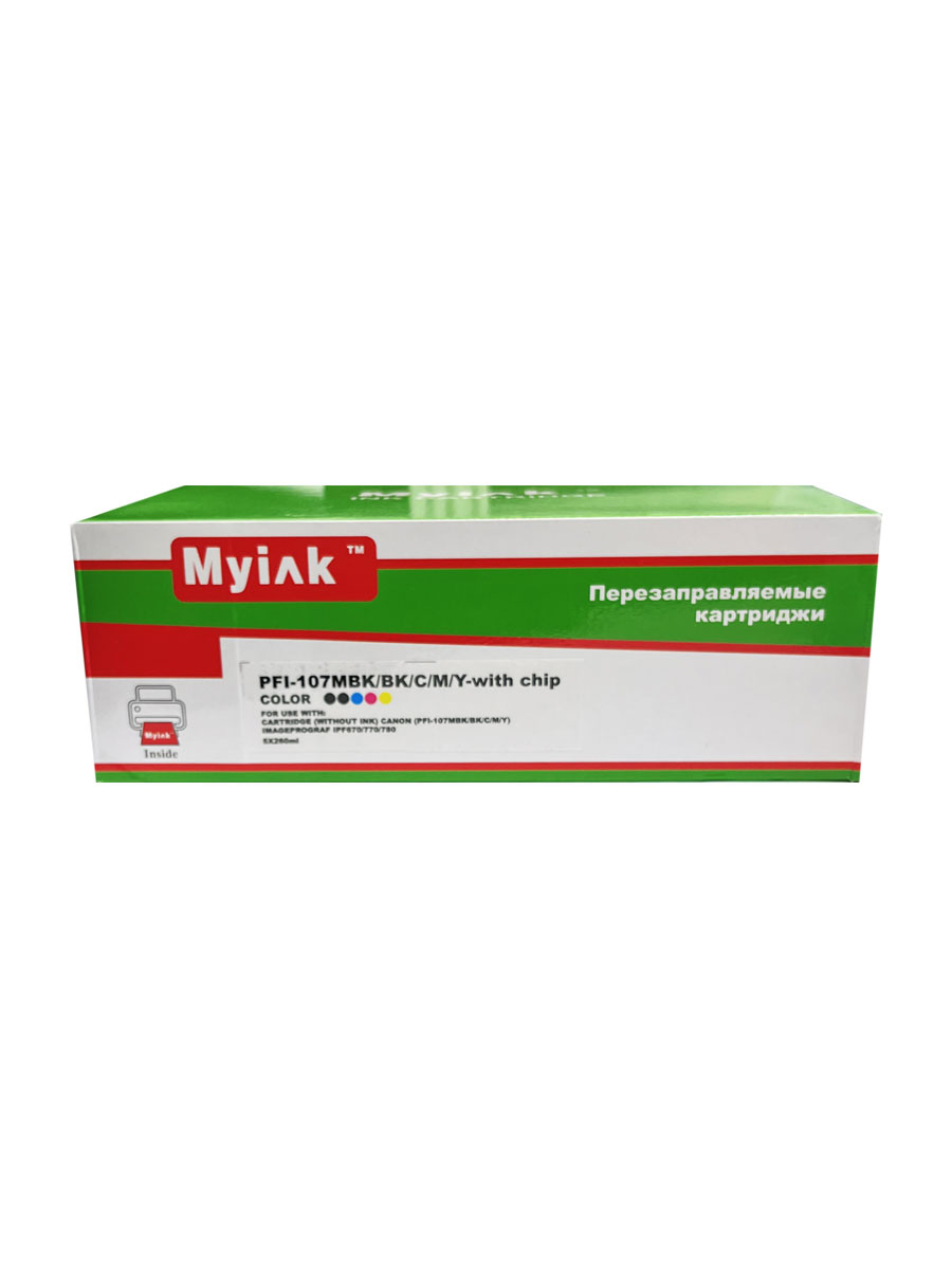 Картриджи (БЕЗ ЧЕРНИЛ) ПЗК (PFI-107MBK/BK/C/M/Y) для CANON, with chip, 5шт MyInk