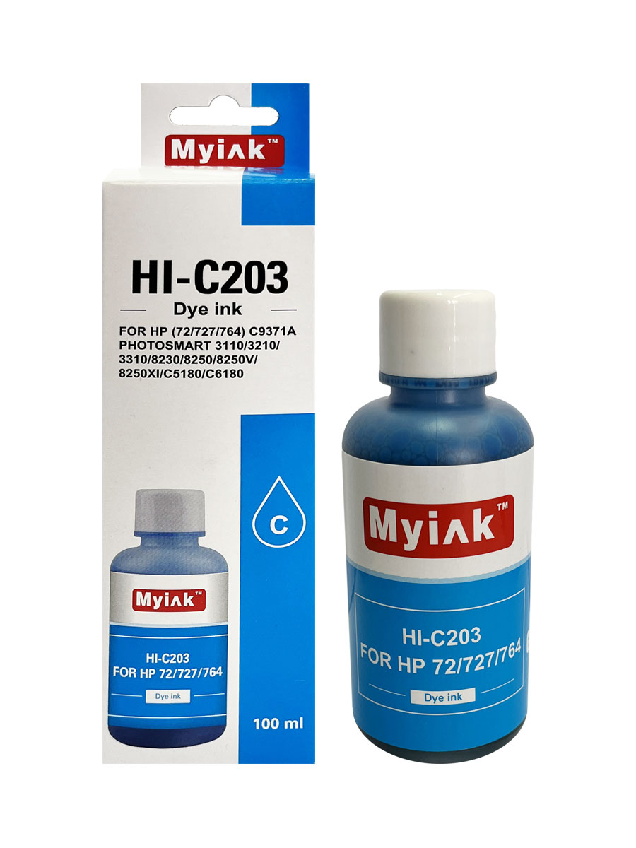 Чернила для (HP 72, HP 727, HP 764) C9371A (100мл,cyan, Dye) HI-C203 Gloria MyInk