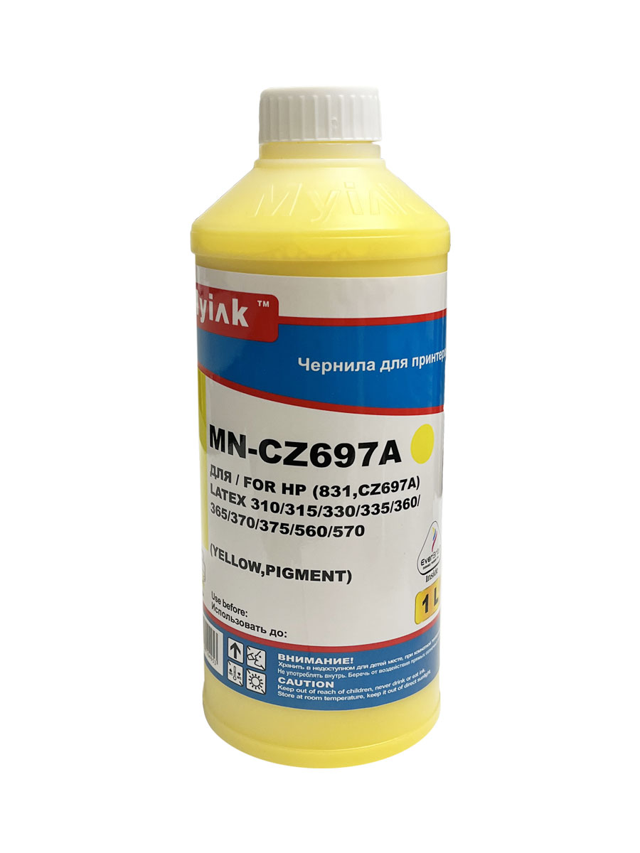 Чернила для HP (831,CZ697A) Latex 310/315/330/335/360/365/370/375/560/570 (1л,yellow,Pigment) MyInk