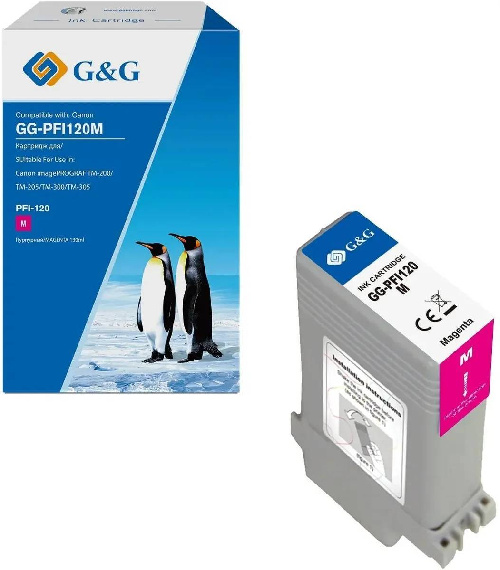 Картридж Canon iPF TM-200/TM-205/TM-300/TM-305 G&G, аналог Canon 2887C001 пурпурный 130ml