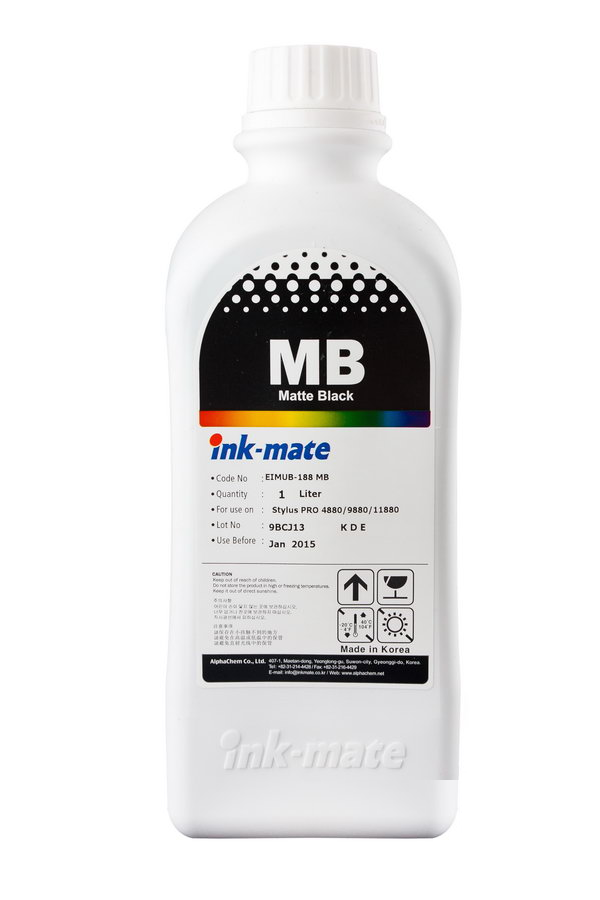 Чернила Epson (Ink-Mate) 1л, EIM 188 Matte black (матовый черный) пигмент