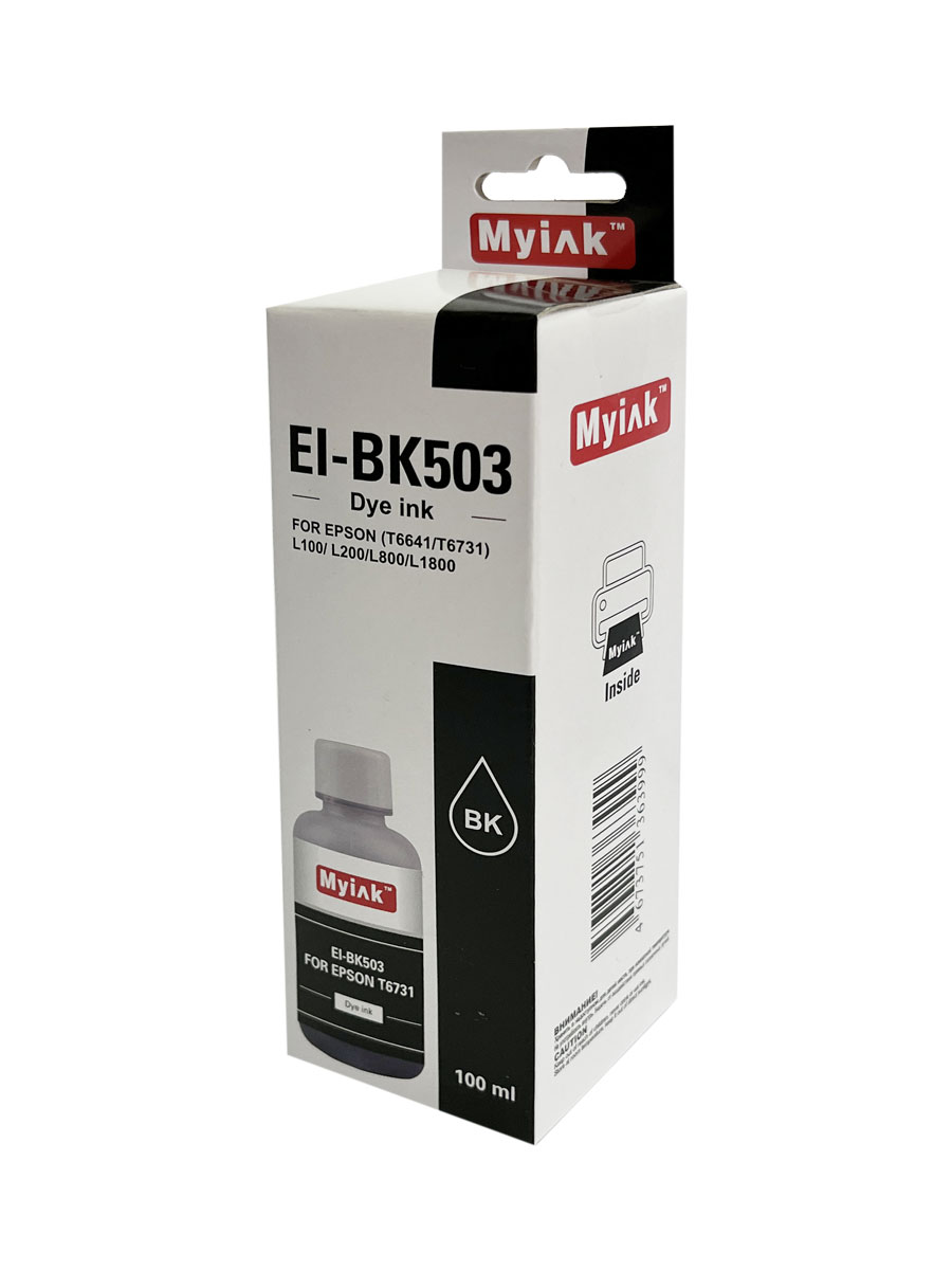 Чернила EPSON (T6731/T6641) L100/ L200/L800/ L805/ L1800 (100мл, black, Dye) EI-BK503 Gloria MyInk