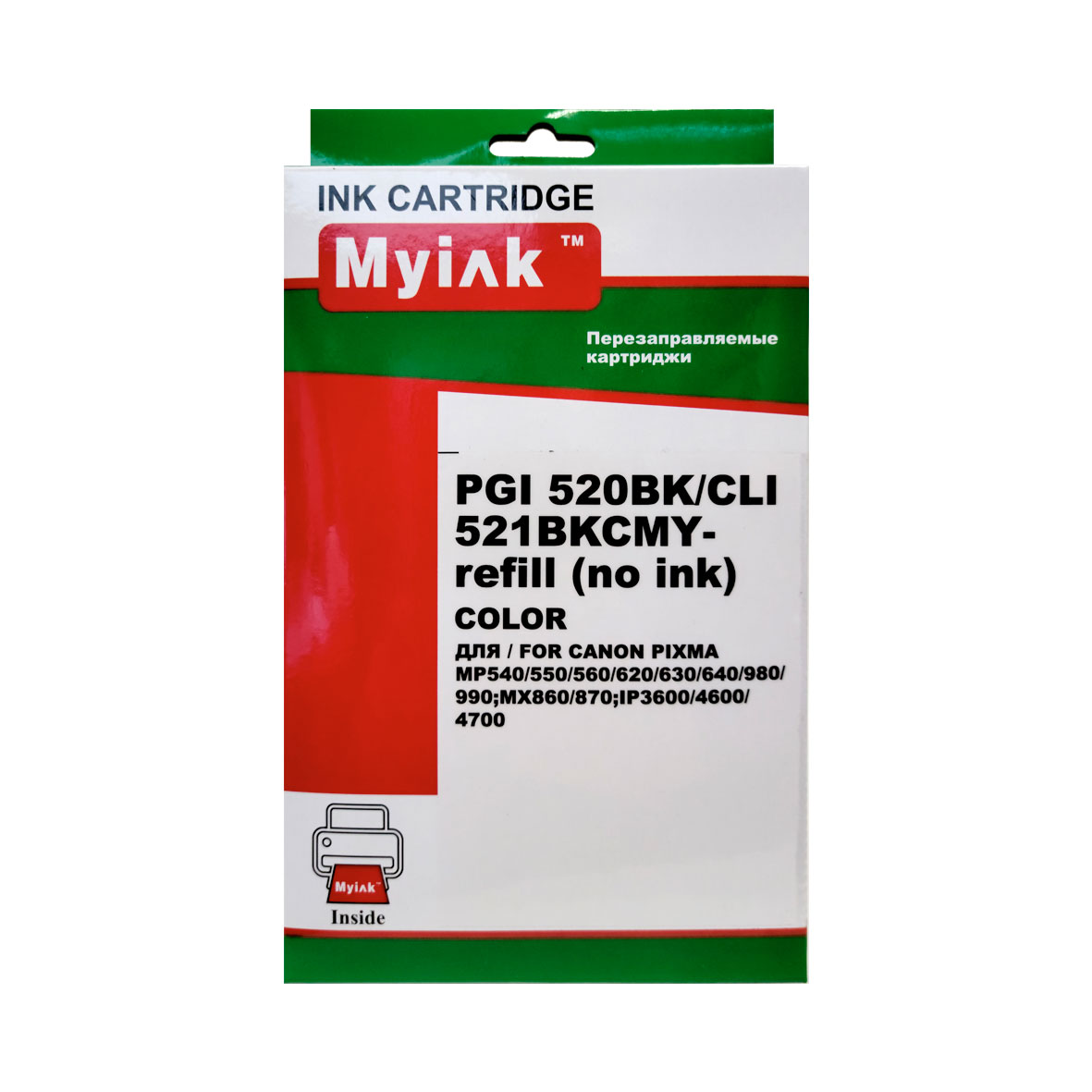 Картриджи (БЕЗ ЧЕРНИЛ) ПЗК (PGI-520Bk,CLI-521BK/C/M/Y) для Canon, автосброс, 5шт MyInk