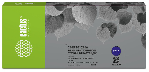 Картридж струйный Cactus CS-EPT01C100 T01C1 черный пигментный (188мл)