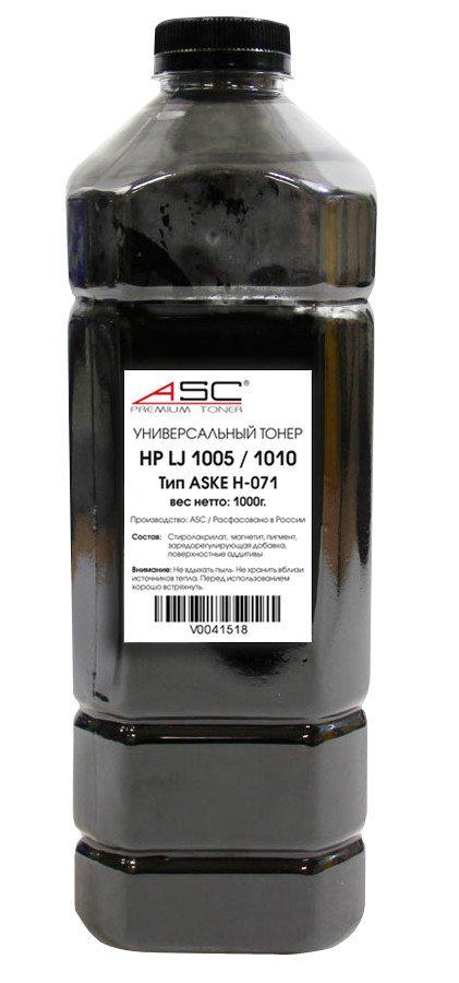 Тонер HP LJ 1005/1010 Универсальный (ASC) (Тип ASKE H-071), Bk, 1 кг, канистра