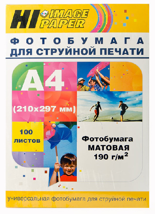 Фотобумага матовая односторонняя A4, 190 г/м, 100 л. (A2028) (Hi-image paper)
