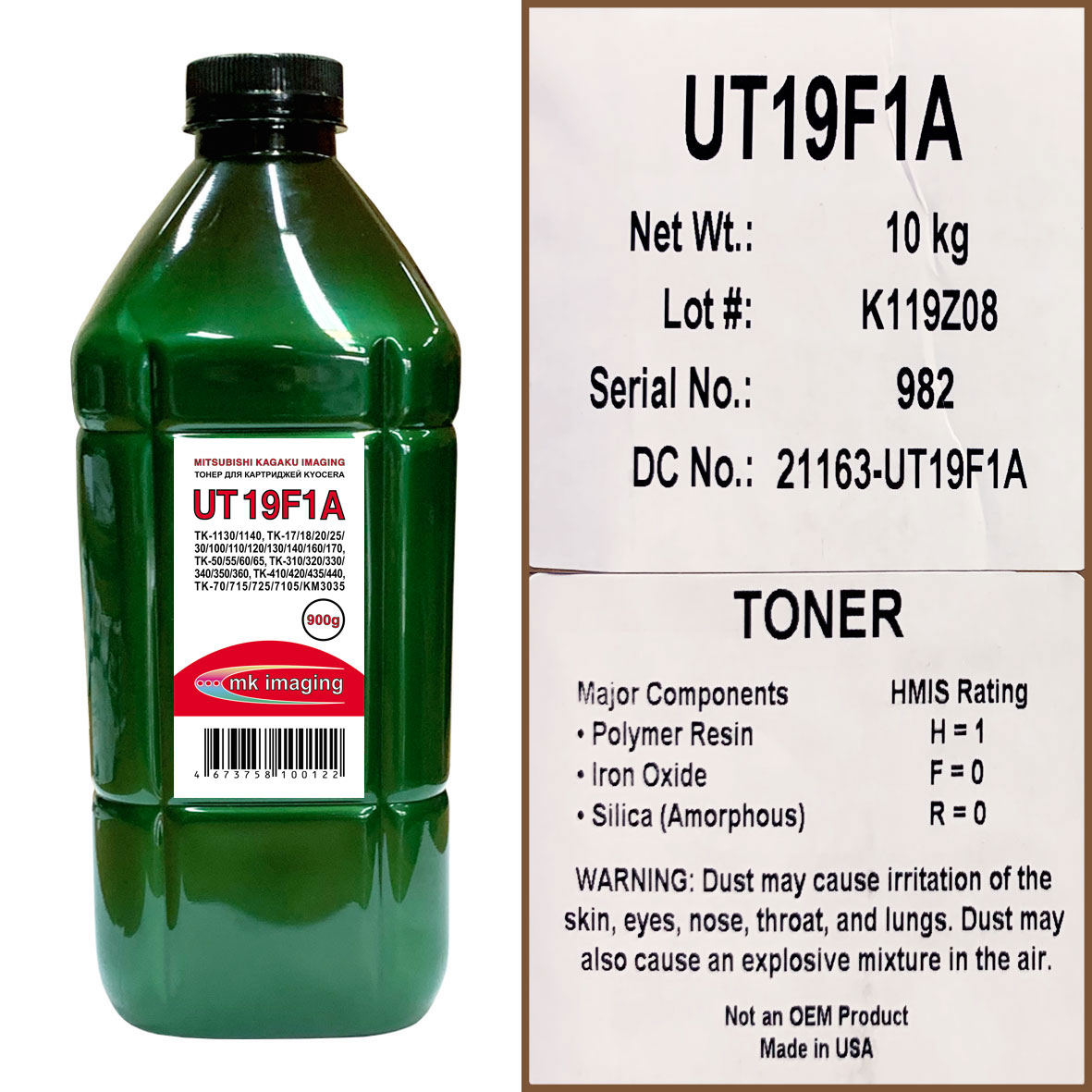 Тонер для KYOCERA Универсал тип UT 19F1A (фл,900,MITSUBISHI) Green Line