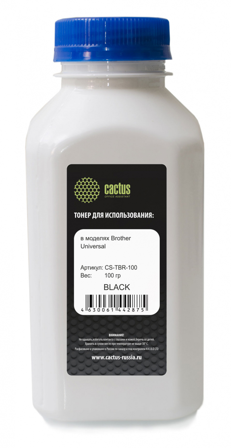 Тонер Cactus CS-TBR-100 черный флакон 100гр.