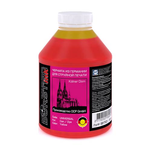 Чернила универсальные для картриджей CANON с печатающей головкой (500мл,yellow,Dye) Bursten Ink