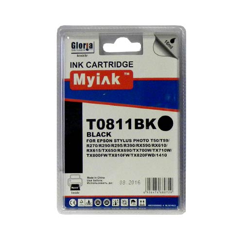 Картридж EPSON R270/390/RX590/TX700/1410 Black (16ml, Dye) MyInk (T0811/T0821)