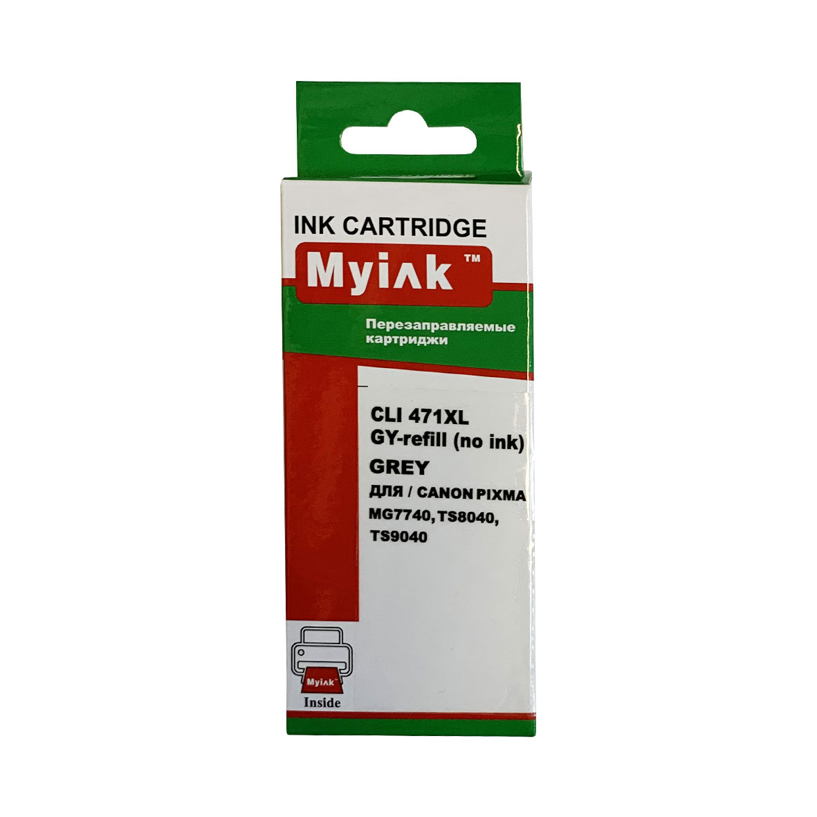 Картридж Canon Pixma MG7740. автосброс, 1шт MyInk (БЕЗ ЧЕРНИЛ) ПЗК (CLI-471XLGY)