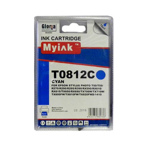 Картридж EPSON R270/390/RX590/TX700/1410 Cyan (16ml, Dye) MyInk (T0812/T0822)