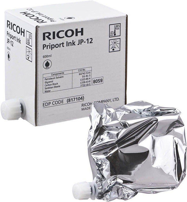 Краска Ricoh Priport JP3000/1210/1255/ DX3240/3243 черная 817104/817147 (O) JP-12, 5шт по 600 мл