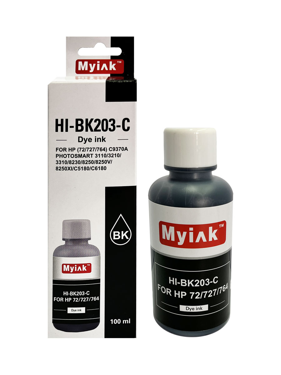 Чернила для (HP 72, HP 727, HP 764) C9370A (100мл, photo black, Dye) HI-BK203-C Gloria MyInk