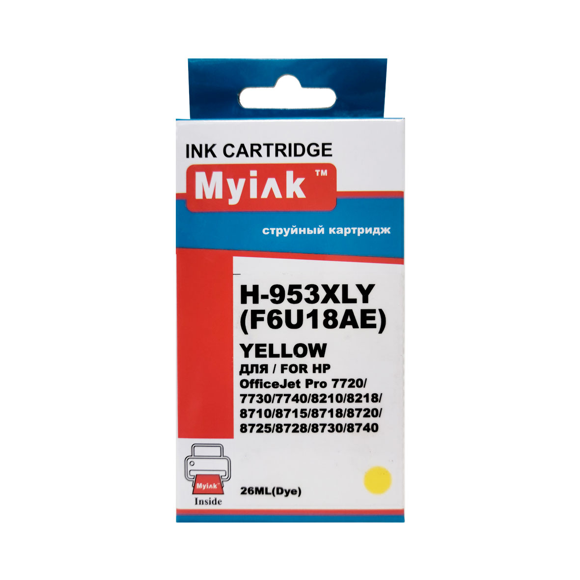 Картридж HP OfficeJet Pro 8210/8710/8730 F6U18AE Yellow MyInk (953XL)