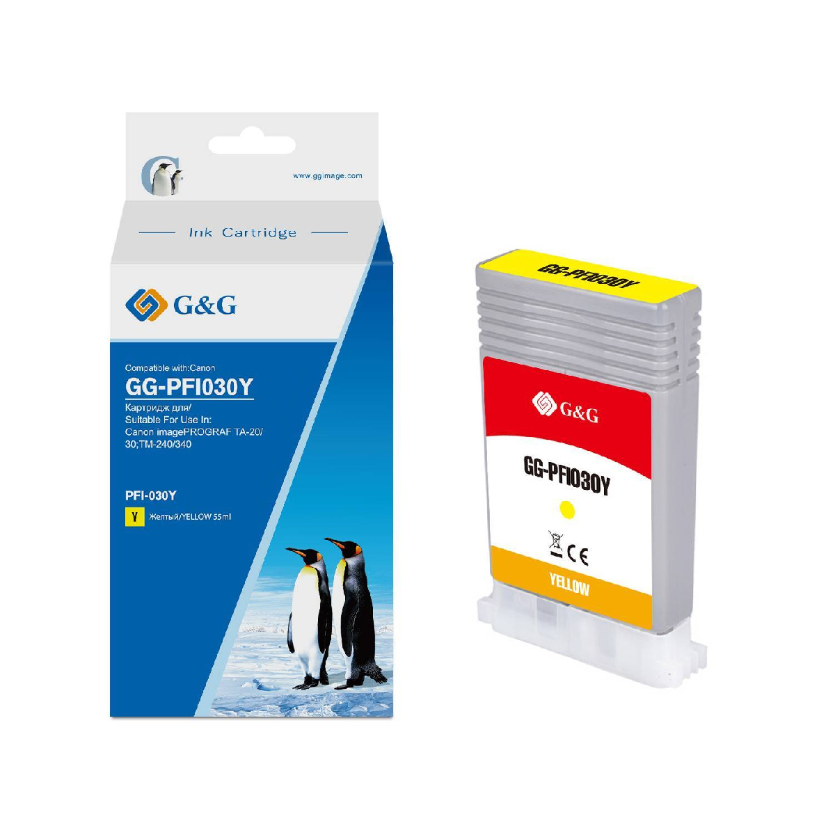 Картридж CANON IPF TA-20/TA-30/ TM-240/ТМ-340, G&G GG-PFI030Y желтый