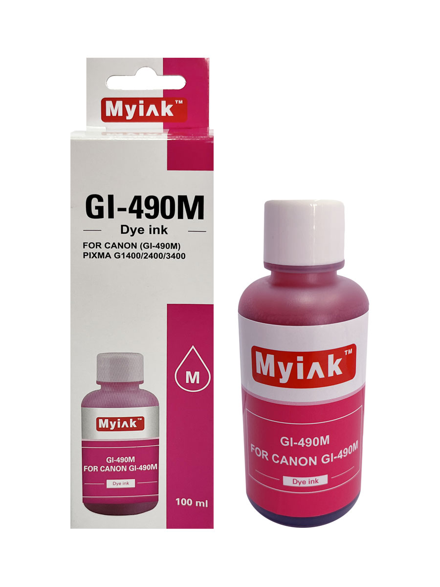 Чернила для CANON (GI-490M) PIXMA G1400/2400/3400 (100мл,magenta,Dye) MyInk