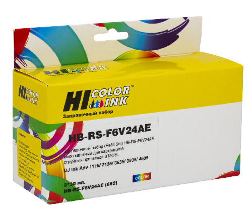 Заправочный набор HP DJ Ink Adv 1115/2135/3635/3835/4535 (Hi-Black) F6V24AE, Color, 90мл