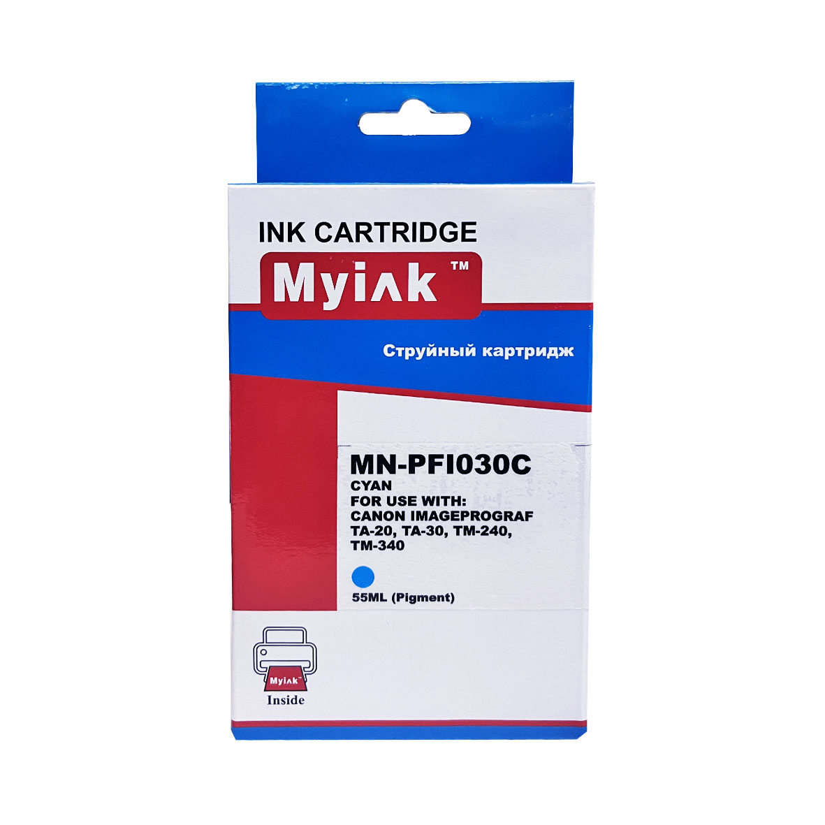 Картридж CANON IPF TA-20/TA-30/ TM-240/ТМ-340 Cyan (55ml, Pigment) MyInk PFI-030C 