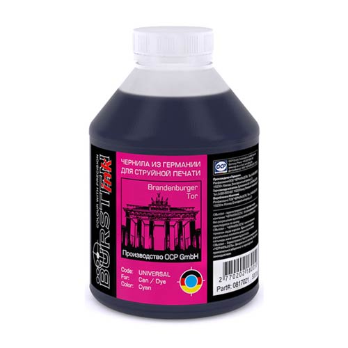 Чернила универсальные для картриджей CANON с печатающей головкой (500мл,cyan,Dye) Bursten Ink