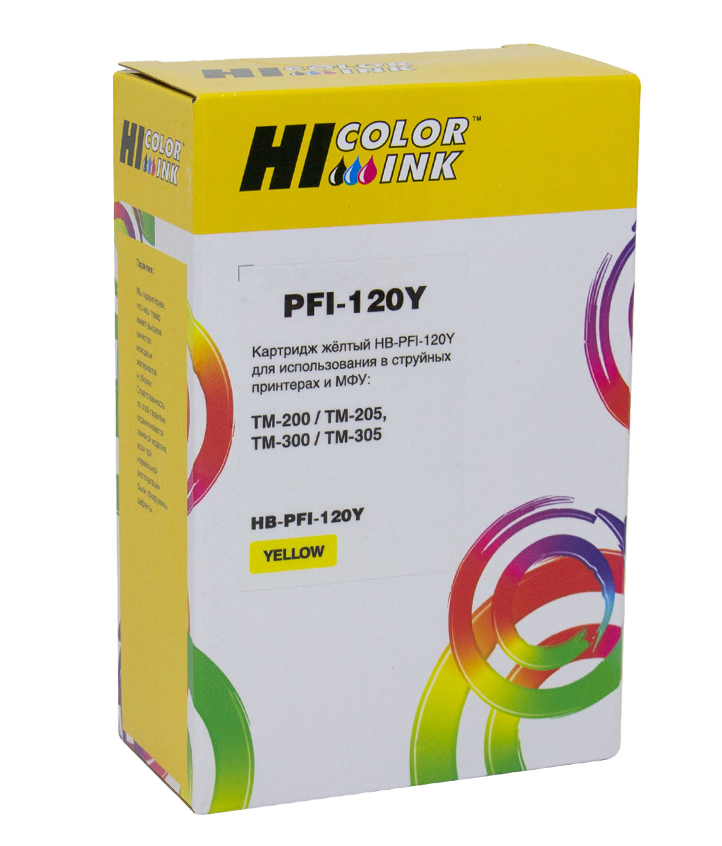 Картридж Canon iPF TM-200/TM-205/TM-300/TM-305 (Hi-Black) PFI-120Y, жёлтый, 130 мл