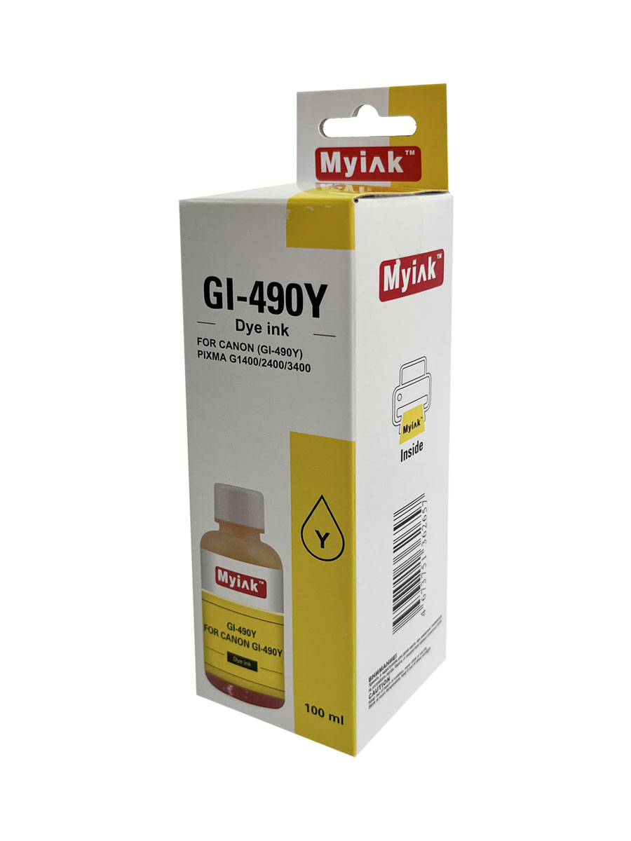 Чернила для CANON (GI-490Y) PIXMA G1400/2400/3400 (100мл,yellow,Dye) MyInk