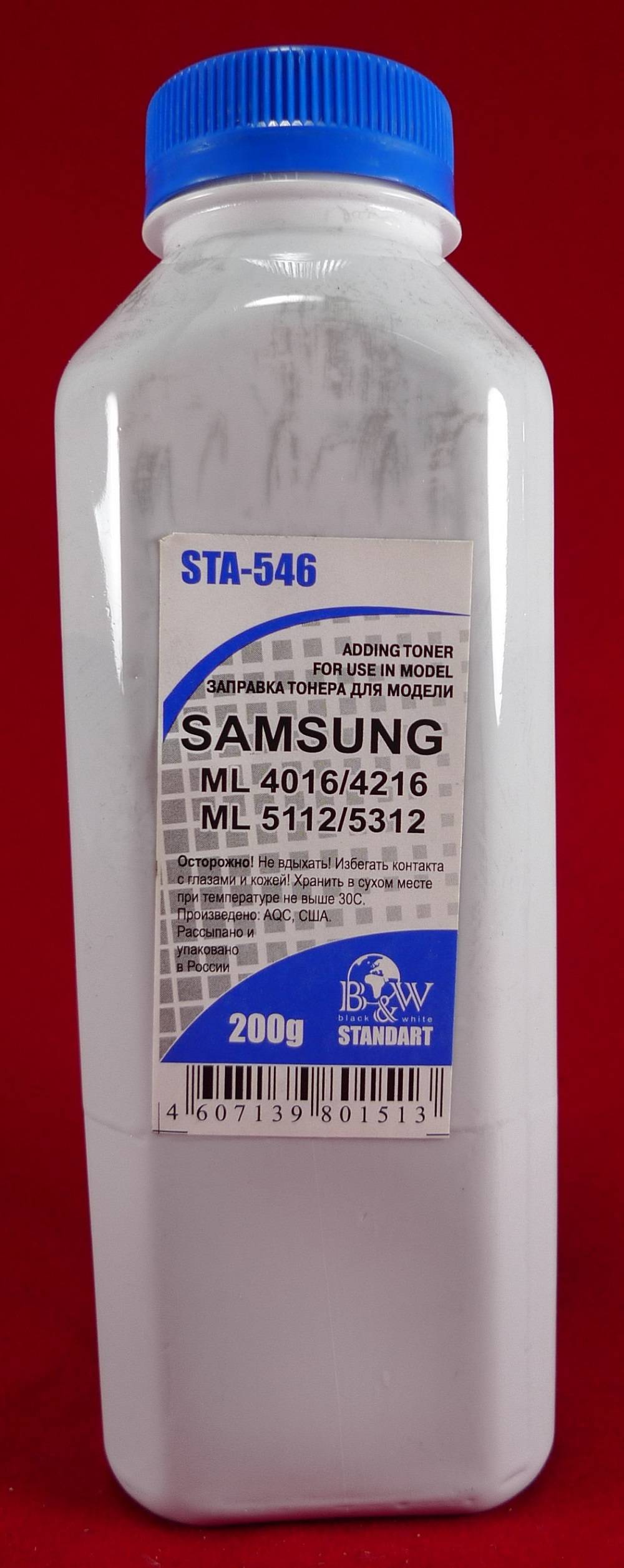 Тонер SAMSUNG SCX-4016/4216/4321/4521/5112/5312 (фл. 200г) Black&White Standart фас.Россия