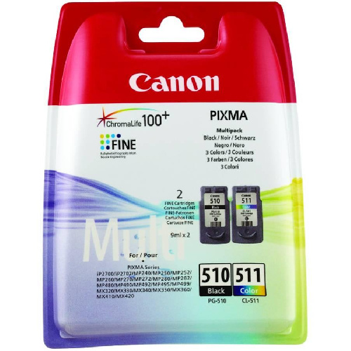 Картридж Canon PIXMA MP240 (O) PG-510Bk + CL-511С черный 220стр+цветной 244стр 2970B010