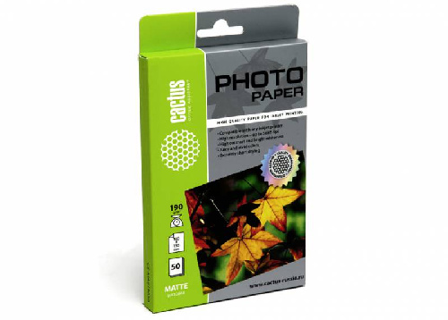 Фотобумага Cactus CS-MA619050 A6/190г/м2/50л./белый матовое для струйной печати