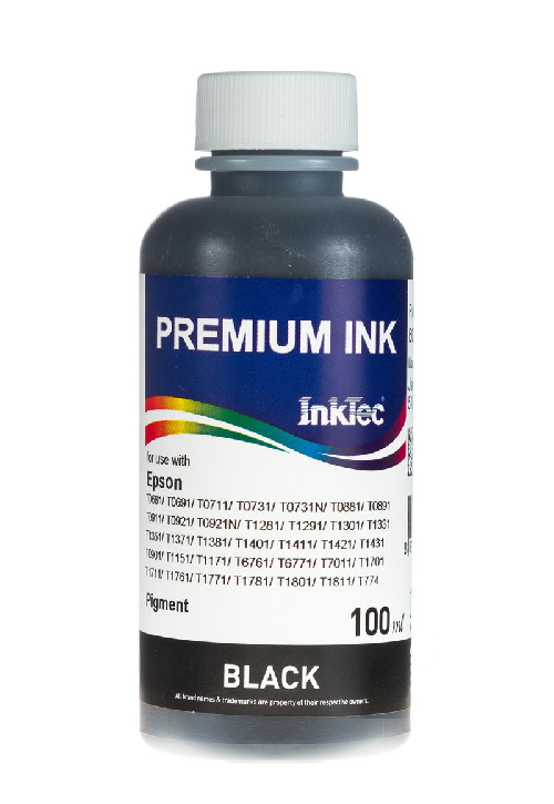 Чернила Epson (InkTec) 100 мл, E0013 Bk (черный) пигмент (оригинальная фасовка)