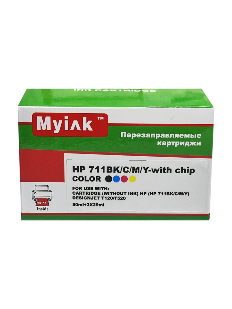 Картриджи (БЕЗ ЧЕРНИЛ) ПЗК (HP 711BK/C/M/Y) для HP Designjet T120/T520, with chip, 4шт MyInk