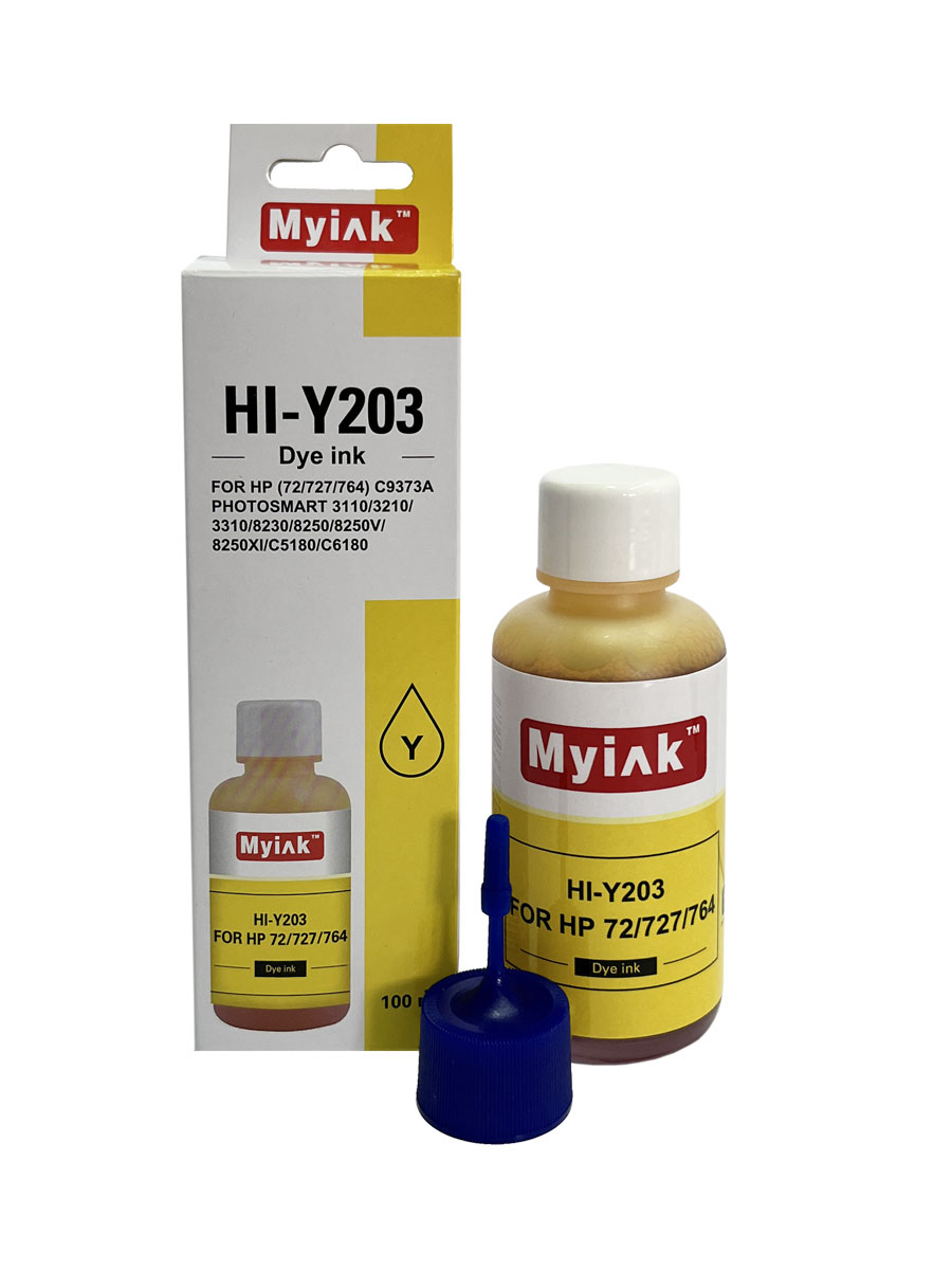 Чернила для (HP 72, HP 727, HP 764) C9373A (100мл,yellow) HI-Y203 Gloria MyInk