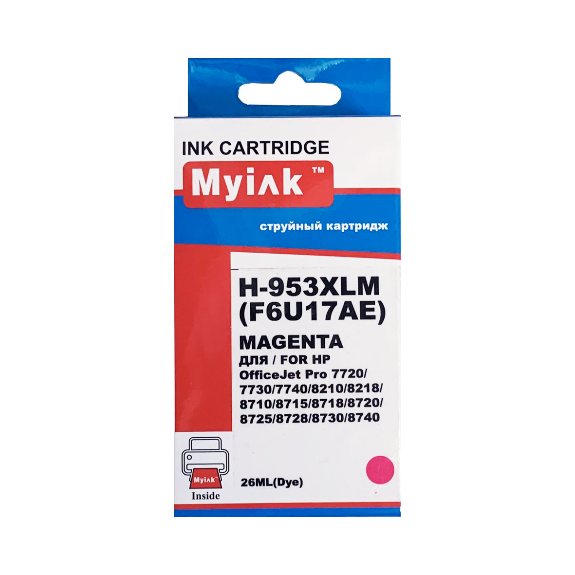 Картридж HP OfficeJet Pro 8210/8710/873 F6U17AE Magenta MyInk (953XL)