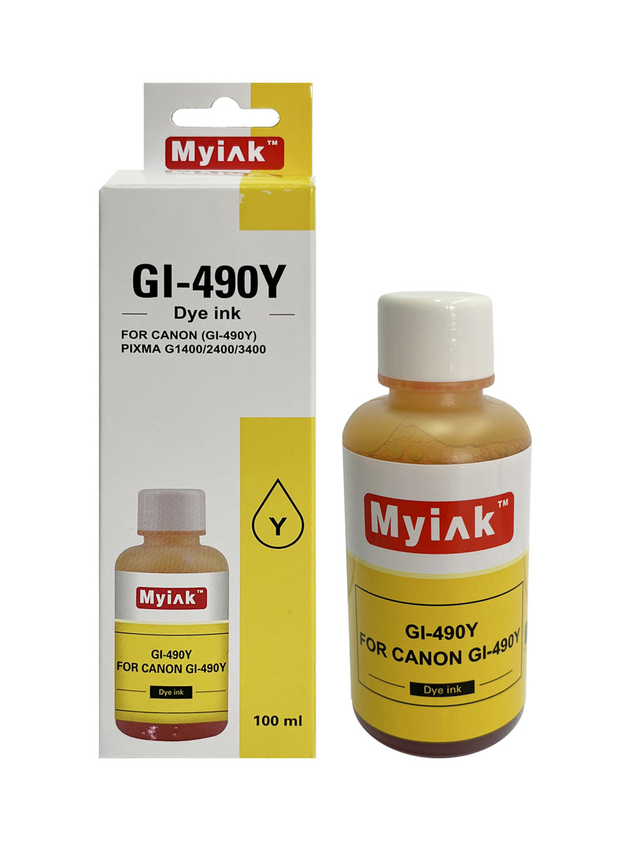 Чернила для CANON (GI-490Y) PIXMA G1400/2400/3400 (100мл,yellow,Dye) MyInk