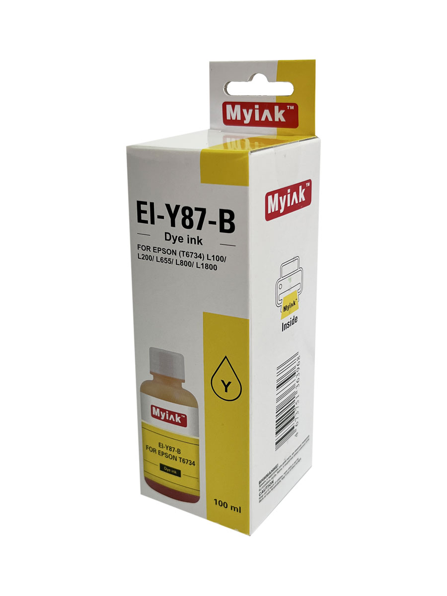 Чернила EPSON (T6734) L100/L200/ L655/ L800/ L805/ L1800 (100мл, yellow Dye) EI-Y87-B Gloria MyInk