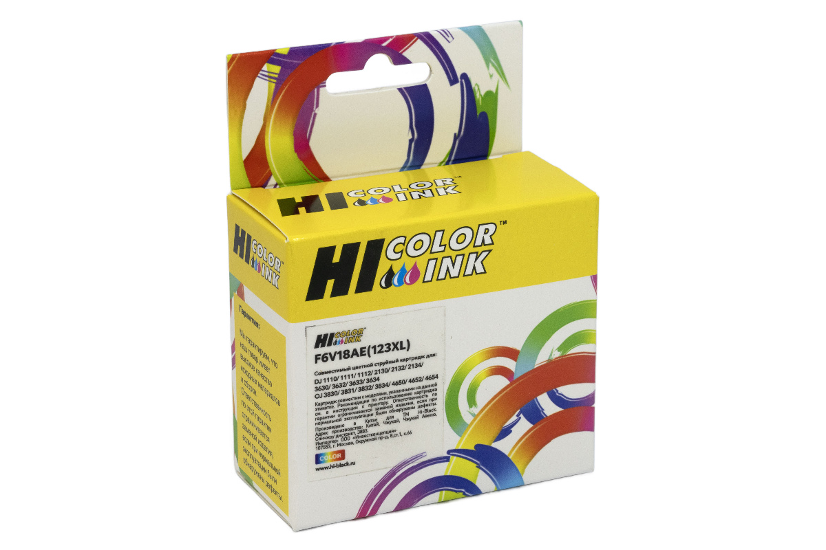Картридж HP DJ2130 (Hi-Black) F6V18AE, №123XL, Tricolor (желтая упаковка)