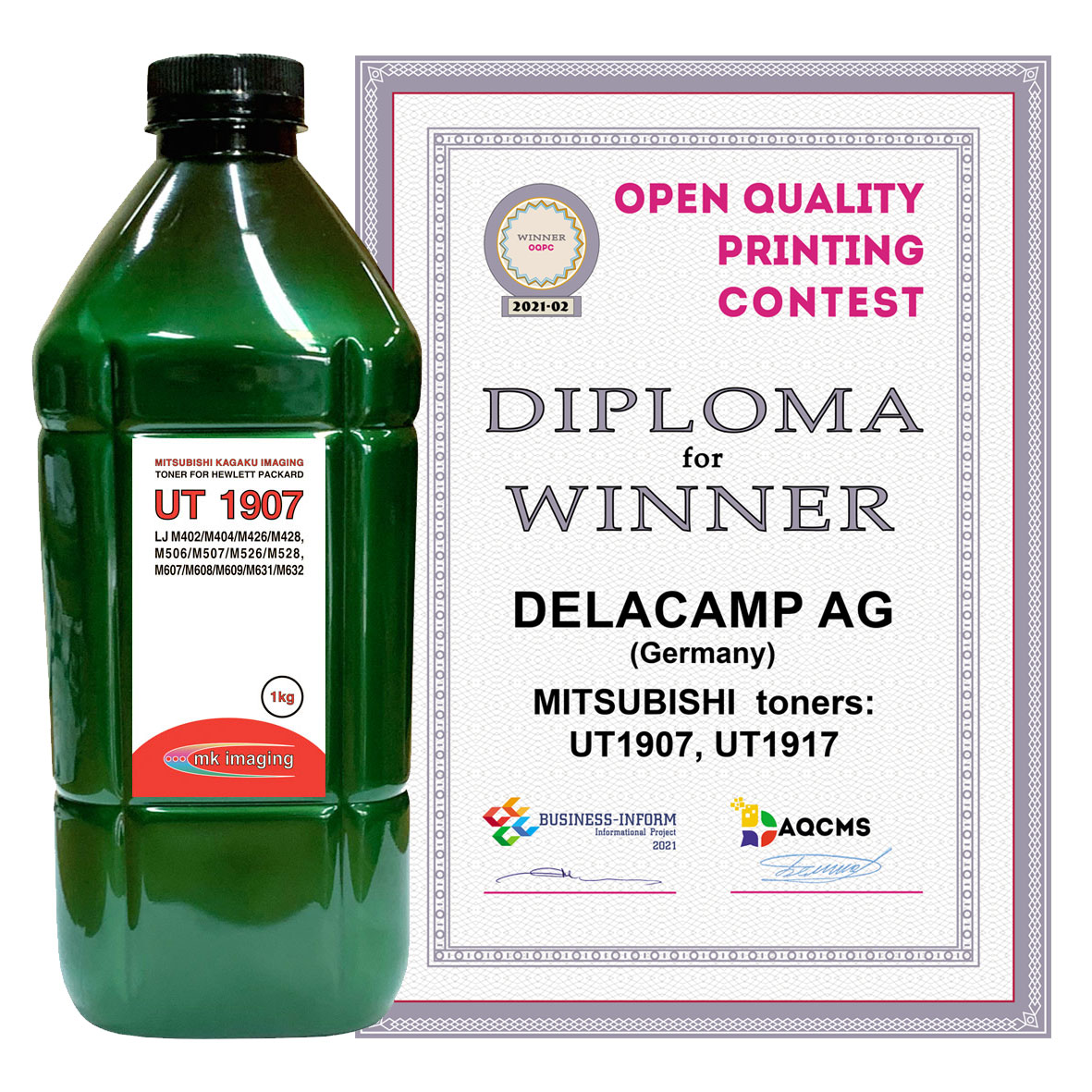 Тонер для HP Универсал тип UT 1907 (фл,1кг,MITSUBISHI/MKI) Green Line