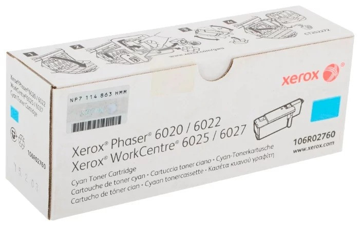 Картридж Xerox Phaser 6020/6022/WC 6025/6027, 1K (O) голубой 106R02760
