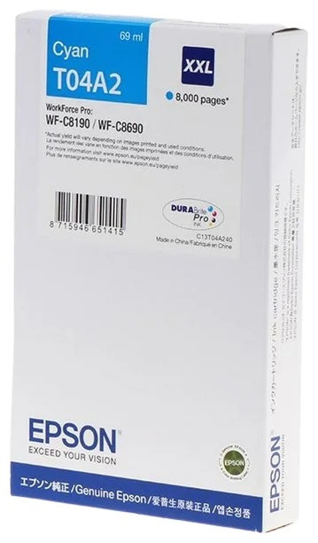Картридж Epson WF-C8190/WF-C8690 (O) T04A2/ C13T04A240, XXL Cyan