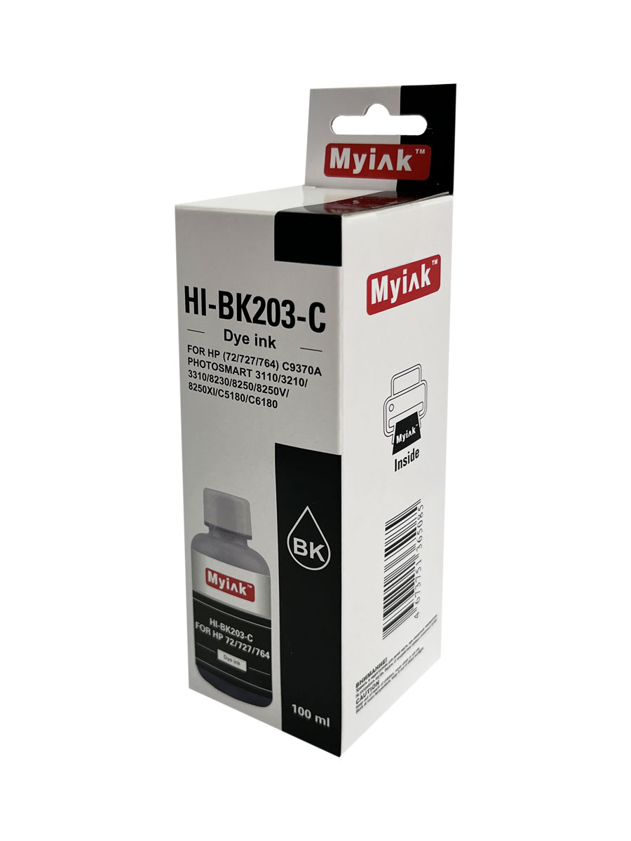 Чернила для (HP 72, HP 727, HP 764) C9370A (100мл, photo black, Dye) HI-BK203-C Gloria MyInk