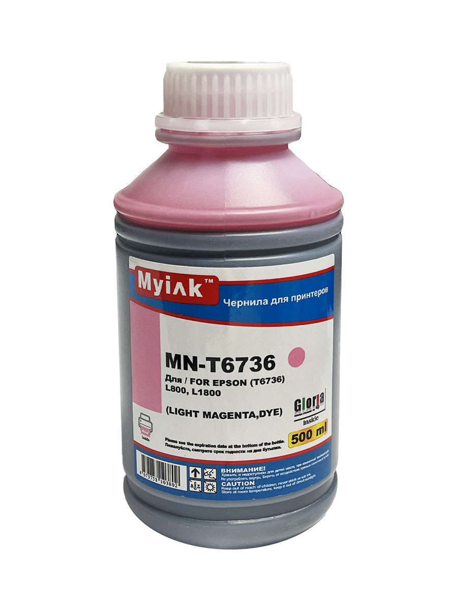 Чернила для EPSON (T6736) L800/ L805/ L1800 (500мл, light magenta Dye) MN-T6736LM Gloria MyInk